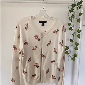Flower Zip Up Cardigan